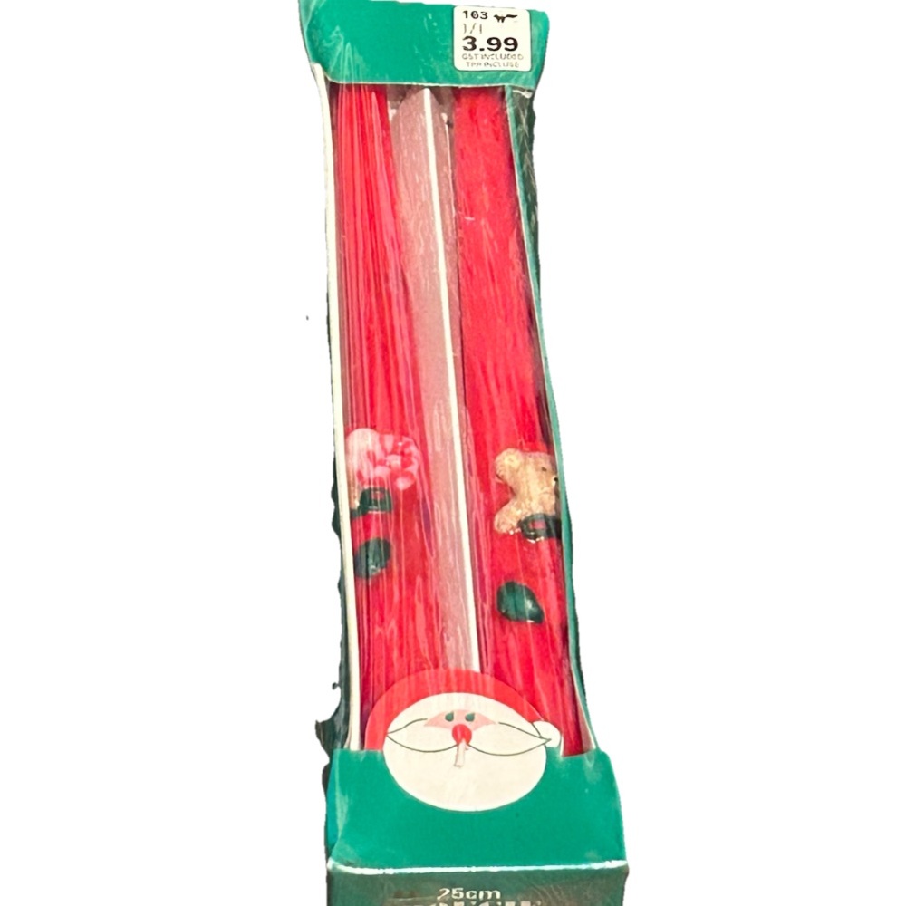 Vintage 10” Christmas Tapered Candles “Filled Stockings”